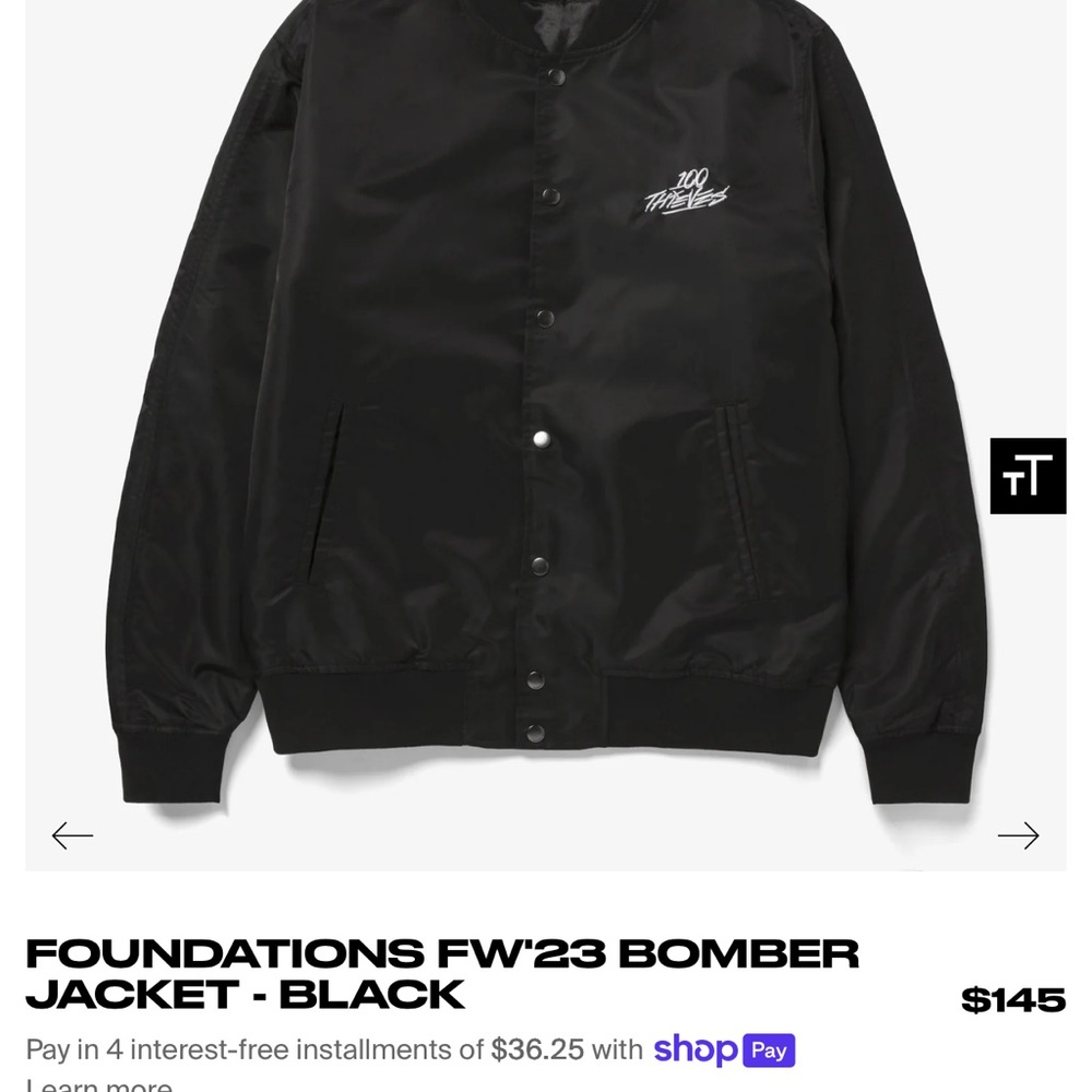 Black Bomber Jacket 100 Thieves